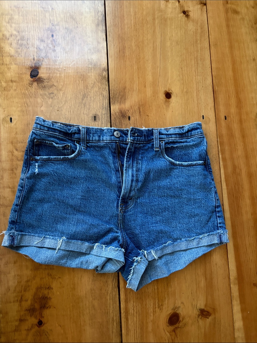 Abercrombie & Fitch Blue Denim Rolled-Hem Shorts